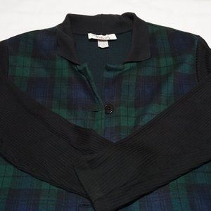 Blue & Green Plaid Cardiganish Top